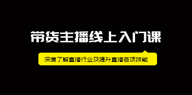 带货主播线上入门课，深度了解直播行业及提升直播各项技能网创吧-网创项目资源站-副业项目-创业项目-搞钱项目网创吧