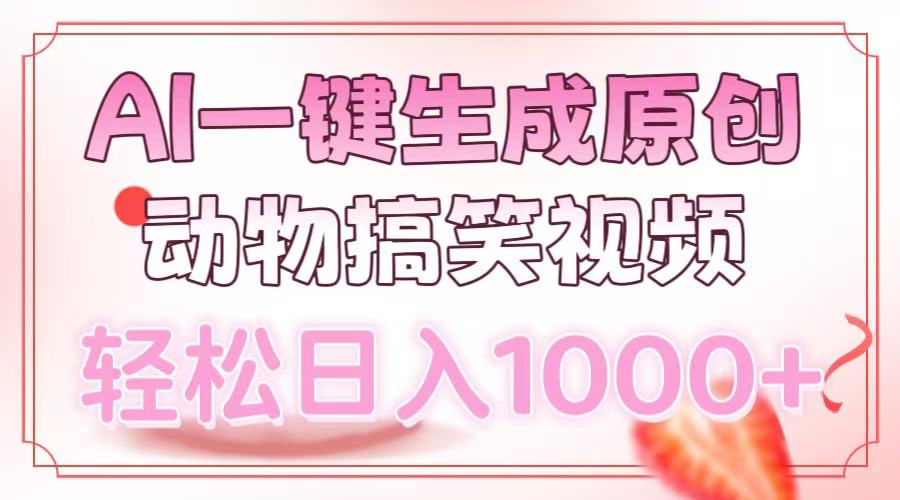 AI一键生成原创动物搞笑视频，轻松日入1000+网创吧-网创项目资源站-副业项目-创业项目-搞钱项目网创吧