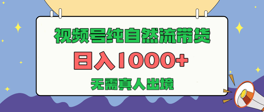 视频号纯自然流带货，日入1000+，无需真人出境，新手小白也可操作网创吧-网创项目资源站-副业项目-创业项目-搞钱项目网创吧